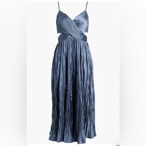 LULUS - Margot Gathered Satin Midi Dress - Size - Medium